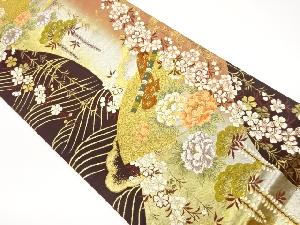 引箔地紙に松・枝垂れ桜模様織出し袋帯